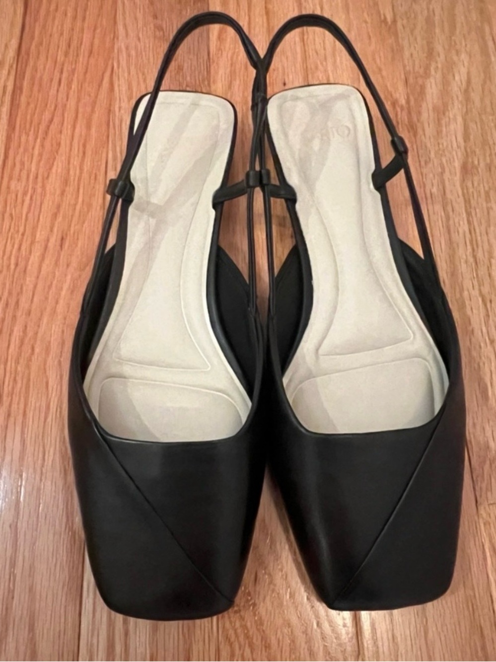 Franco Sarto Telica Black Leather Slingback Flats | Square Toe | Size 7